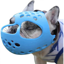 (M,Blue)Short Snout Dog Muzzle,soft Silicone Adjustable Breathable Bulldog Muzzle For French Bulldog Shih Tzu And Pug For Biting Chewing Training