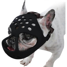 (M,Black)Short Snout Dog Muzzle,soft Silicone Adjustable Breathable Bulldog Muzzle For French Bulldog Shih Tzu And Pug For Biting Chewing Training