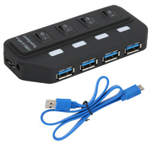 USB 3.0 Erweiterungshub für Desktop- und Laptop-Computer, Highspeed-Datenübertragung bis zu 5 Gbit/s, kompatibel mit Windows, OS X und Linux,