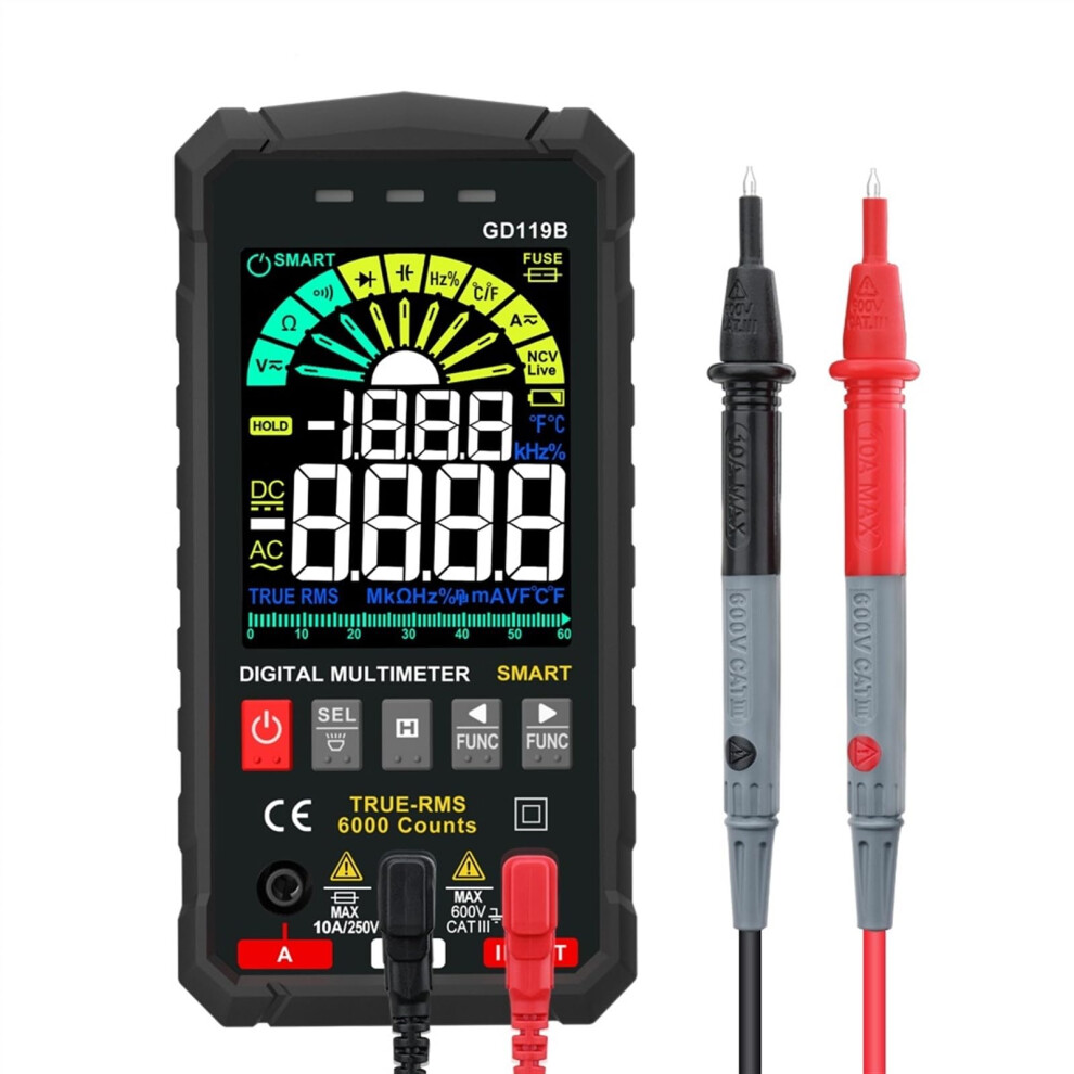 Digital Multimeter True Rms 600V Ncv Ac/Dc Tester, Auto Range, Ohms Capacitance Hz Voltage Meter 9382693488855