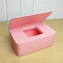 (Pink) Wet Wipes Storage Box Wipes Dispenser Holder Tissue Storage Box Case With Lid Dustproof
