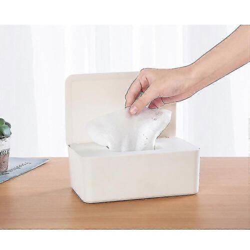 (White)Wet Wipes Storage Box Wipes Dispenser Holder Tissue Storage Box Case With Lid Dustproof