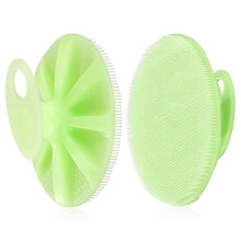 (Green) Soft Silicone Body Scrubber Handheld Shower Cleansing Brush,gentle Exfoliating