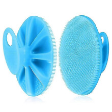 (Blue) Soft Silicone Body Scrubber Handheld Shower Cleansing Brush,gentle Exfoliating