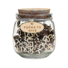(B) Jar Of Fucks (5oz) Gift Jar With Cutout Letter Pieces - Funny Prank Birthday Or Holiday Gift For Venting Bad Moods