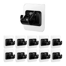 Curtain Pole Brackets SelfAdhesive Hooks StickOn Rail 10 Pcs Black Plastic Clips 57x57x38mm NoDrill