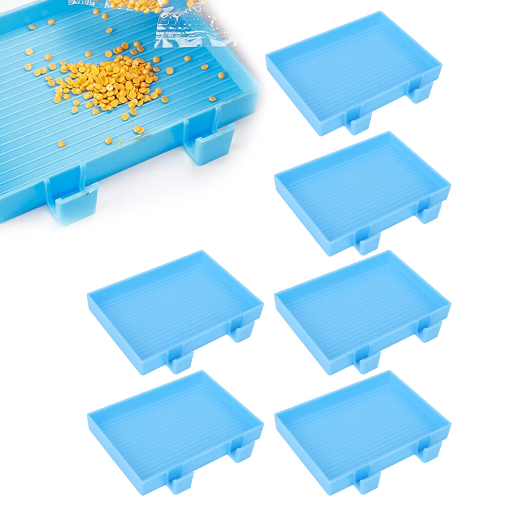 6pcs Plastic Rhinestone Storage Trays, 11x9cm Bead Organizer