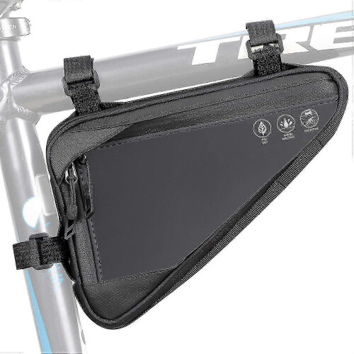 Bike Triangle Frame Bag, Waterproof Reflective Bicycle Front Handlebar Bag Strap-On Saddle Cycling P