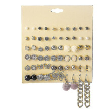 Xiersen-30pcs Earrings Set Romantic Embedded Crystal Ear Studs for Birthday Gift