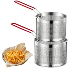 (16x18cm) Yunlaishaocer 2-Pack Stainless Steel Strainer Basket with Removable Handle, 16CM Fryer Basket for Washing, Draining and Frying