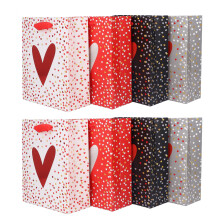 Valentinstag-Geschenktüten, Mitgebsel für Kinderpartys, Papiertüten, Kraftpapiertüten, buntes herzförmiges Design, festliche bunte Muster, Spaß