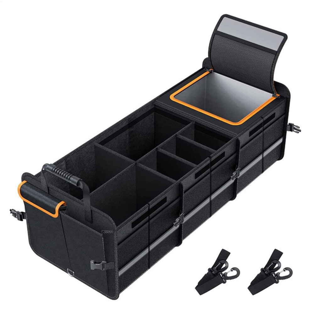 Large Capacity 105L Car Trunk Organizer, Foldable Heavy Duty Storage Box With Insulated Compartments 9199774161398