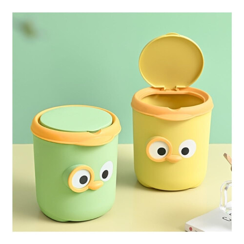 Mini Trash Can with Lid Compact Small Trash Bin for Bedroom Bedside Office Storage Green 2