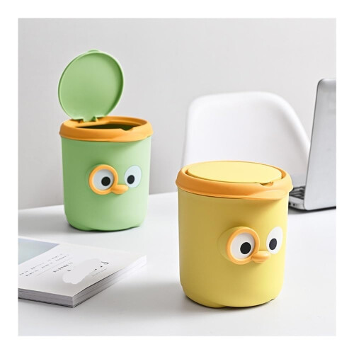 Mini Trash Can with Lid Compact Small Trash Bin for Bedroom Bedside Office Storage Green 1
