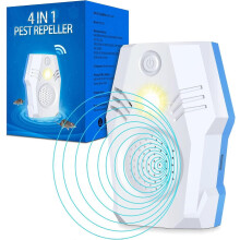 Superior Rodent Repeller, Electronic Ultrasonic Squirrel Mouse Repellent Plug in, Rat Repeller, Repel Rodents, Mice, Rats, Squirrels(White-Blue)