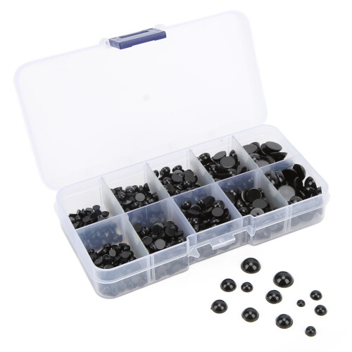 Durable 760Pcs Black Round Doll Eyes in Various Sizes for Crafting Use 1