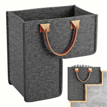 Foldable Stair Basket, Lshaped Stair Basket Organiser, Stair Baskets with Leather Handles