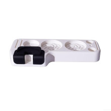 Coffee Tamper Station with Dispenser and Brush Holder, AllinOne Espresso Bar Organizer (White)