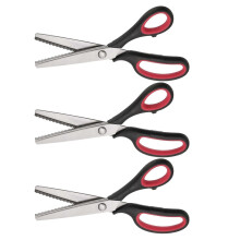 3pcs Sewing Scissors Set, Stainless Steel Serrated Tailor Shears for Embroidery, Crafts, DIY, Black and Red Color