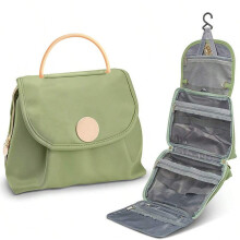 (Beige, 29X 27X 6cm) New Waterproof Toiletry Bag Hanging Travel Cosmetic Bag with Hook, Portable Shower Organizer