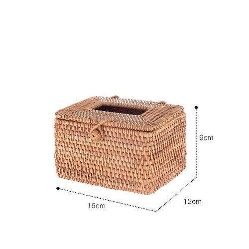(D) Paper Rack Rattan Tissue Box Elegant Home Decoration Handmade Desktop Tissue Box