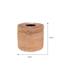 (C) Paper Rack Rattan Tissue Box Elegant Home Decoration Handmade Desktop Tissue Box