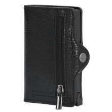 Metall-PU-RFID-Kartenetui für Herren & Damen, Schwarz, 10,5x7x2,5 cm
