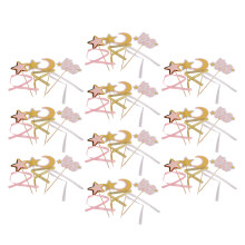 Petites étoiles scintillantes, pics à apéritif en bois pour décoration de cupcakes sur le thème des étoiles scintillantes, pré-assemblés en