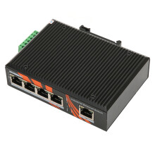 Kompaktný priemyselný sieťový prepínač s rýchlymi ethernetovými portami, odolným hliníkovým krytom, krytím IP40 a dizajnom Plug Play,
