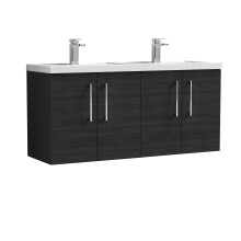 Balterley Level 1200 mm Wall Hung 4 Door Vanity Unit with Double Basin for Modern Bathroom Storage - Charcoal Black