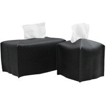 2 PCS Tissue Box Cover, Modern PU Leather Square Tissue Box Holder for Creative Decorative, Ideal for Bathrooms/Office/Car/Dining Table