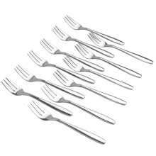 12Piece Stainless Steel Tasting Forks 6 Inch 3Tine Appetizer Dessert Set Mirror Finish