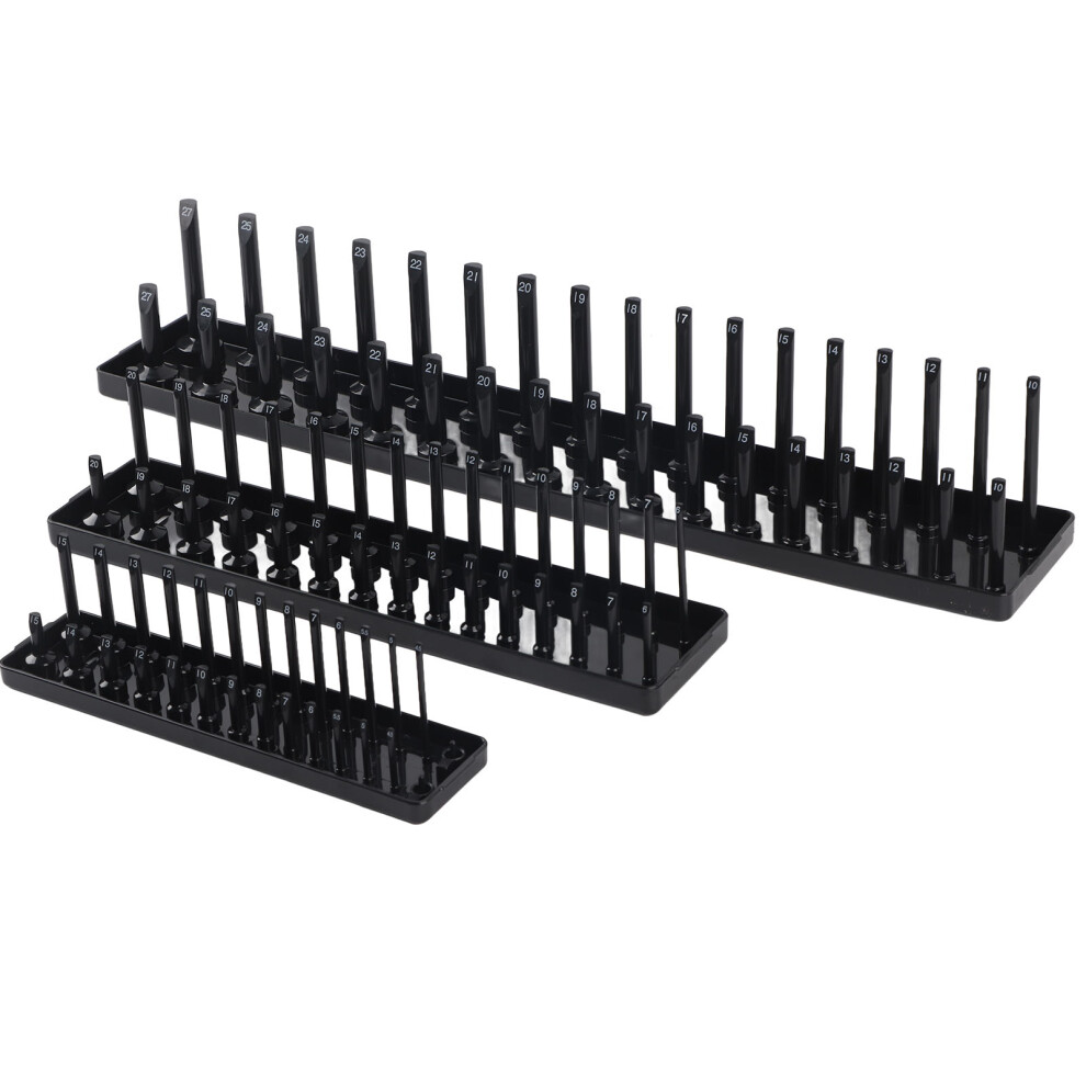 Toolbox Essential: 3Pcs 1/4In 3/8In 1/2In Socket Holder Set In Black 4931377167392