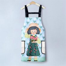 (blue2) Kitchen Household Cartoon Apron Summer Sleeveless Coral Fleece Hand-wiping Apron Waterproof Oilcloth Cute Apron