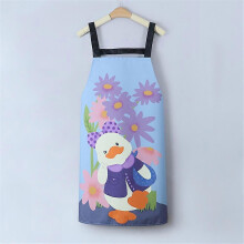 (duckling) Kitchen Household Cartoon Apron Summer Sleeveless Coral Fleece Hand-wiping Apron Waterproof Oilcloth Cute Apron