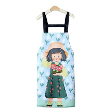 (pink) Kitchen Household Cartoon Apron Summer Sleeveless Coral Fleece Hand-wiping Apron Waterproof Oilcloth Cute Apron