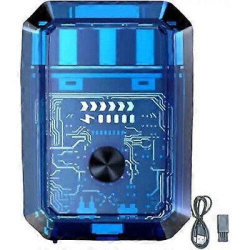(blue) Mini Transparent Body Dual Head Magnetic Electric Shaver