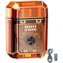 (orange) Mini Transparent Body Dual Head Magnetic Electric Shaver