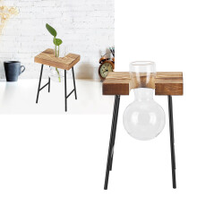 Desktop-Glasvase mit Holzständer, 500 ml Hydrokultur-Blumenvase
