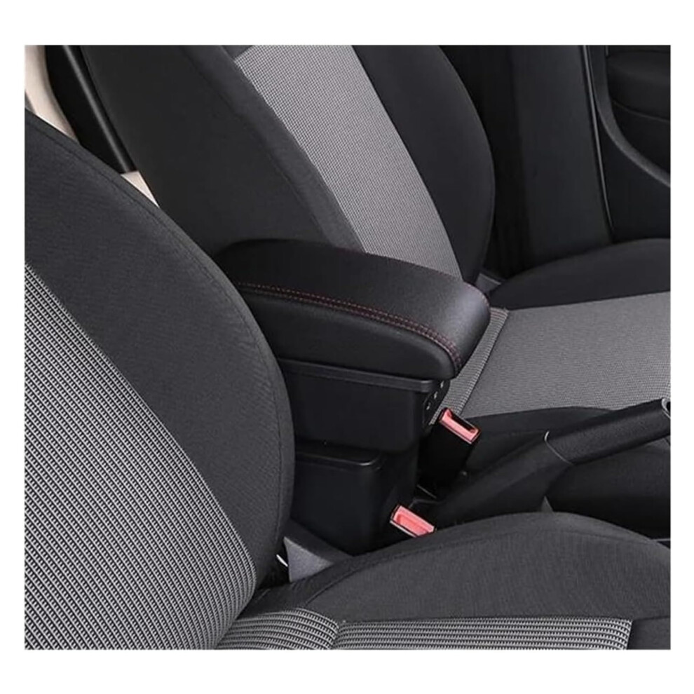 Armrest Storage Box With Usb, Duallayer Ergonomic Center Console For Kia Picanto Black/Red 9187378539743