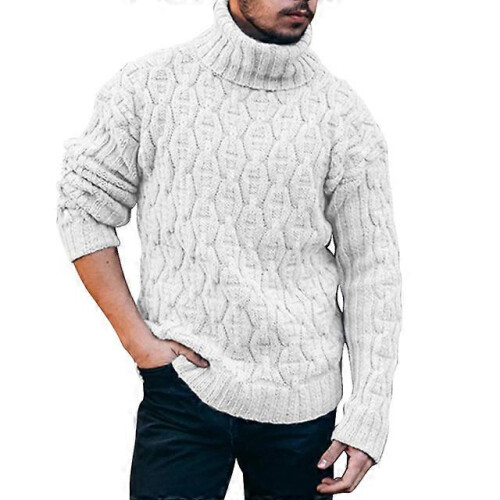(L,Style 1)sweater Men Solid Color Sweater Turtleneck Sweater