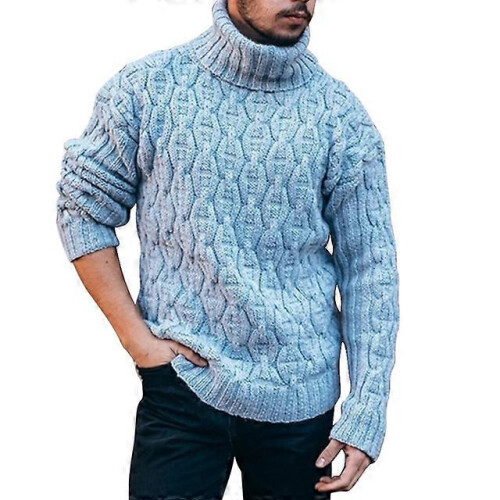 (L,Style 1)sweater Men Solid Color Sweater Turtleneck Sweater