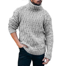 (L,Style 1)sweater Men Solid Color Sweater Turtleneck Sweater