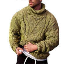 (L,Style 2)sweater Men Solid Color Sweater Turtleneck Sweater