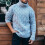 (S,Style 2)sweater Men Solid Color Sweater Turtleneck Sweater 2