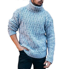 (M,Style 1)sweater Men Solid Color Sweater Turtleneck Sweater
