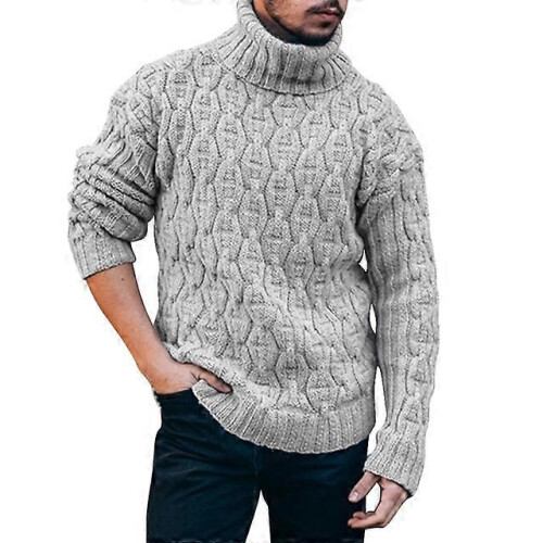 (S,Style 1)sweater Men Solid Color Sweater Turtleneck Sweater