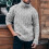 (L,Style 2)sweater Men Solid Color Sweater Turtleneck Sweater 4