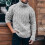 (XL,Style 2)Sweater Men Solid Color Sweater Turtleneck Sweater 3