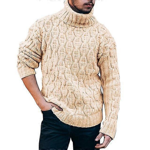 (L,Style 1)Sweater Men Solid Color Sweater Turtleneck Sweater